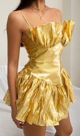 TRÄGERLOSES MINIKLEID IN GELB